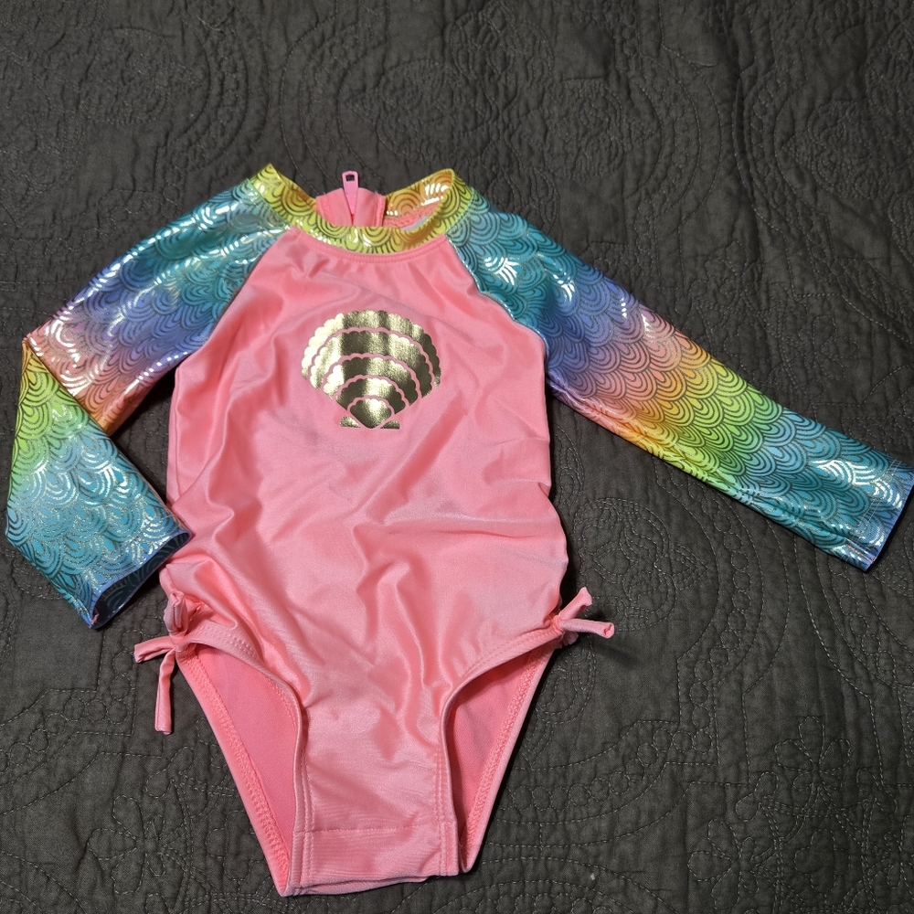 Cat and Jack Mermaid swim suit rash guard swim one piece longsleeve baby, 12m